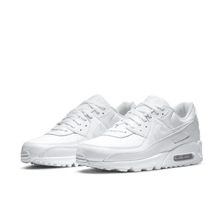 Nike Air Max 90 Leather Triple White (2020) Angle 3