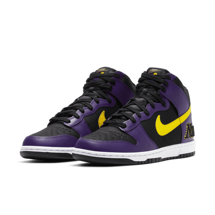 Nike Dunk High EMB Lakers Angle 2