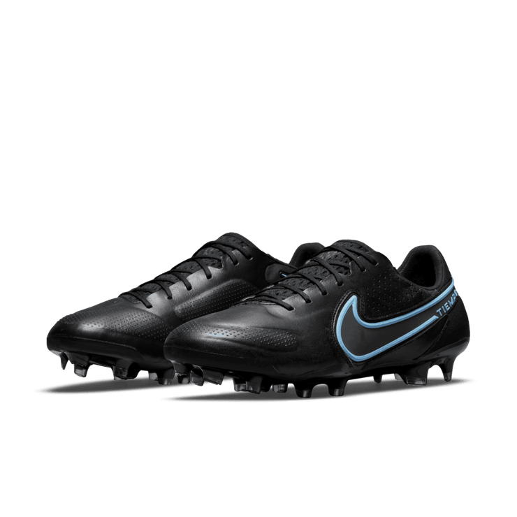 Nike Tiempo Legend 9 Elite FG Black University Blue Angle 2