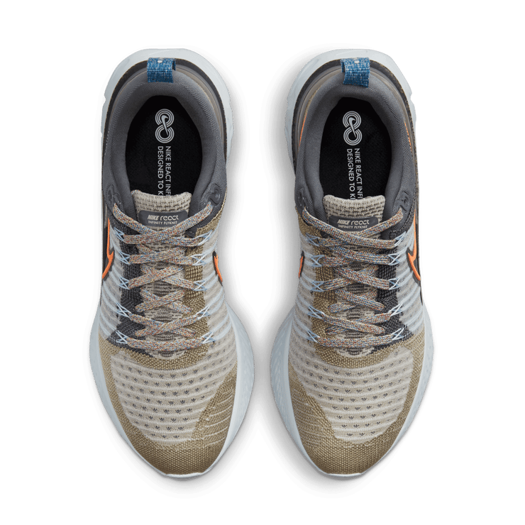 Nike React Infinity Run Flyknit 2 Light Bone Grey Orange Angle 1