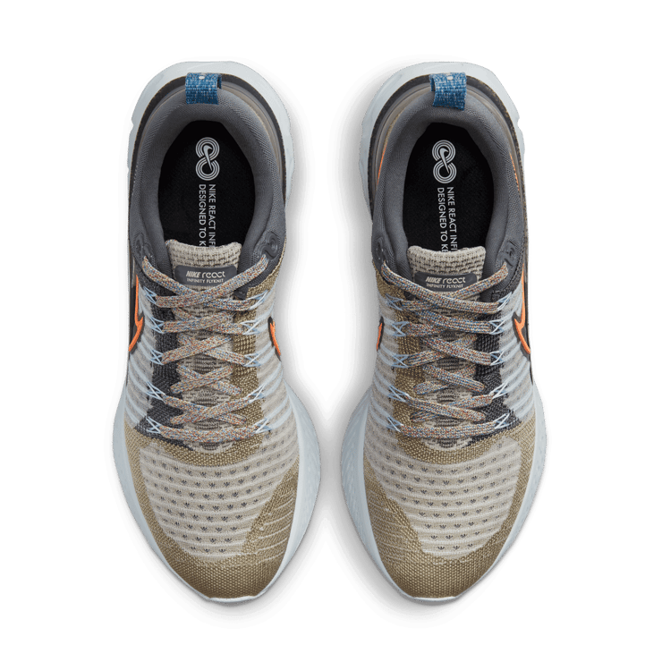 Nike React Infinity Run Flyknit 2 Light Bone Grey Orange Angle 1