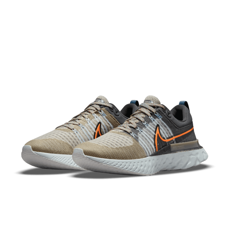 Nike React Infinity Run Flyknit 2 Light Bone Grey Orange Angle 2