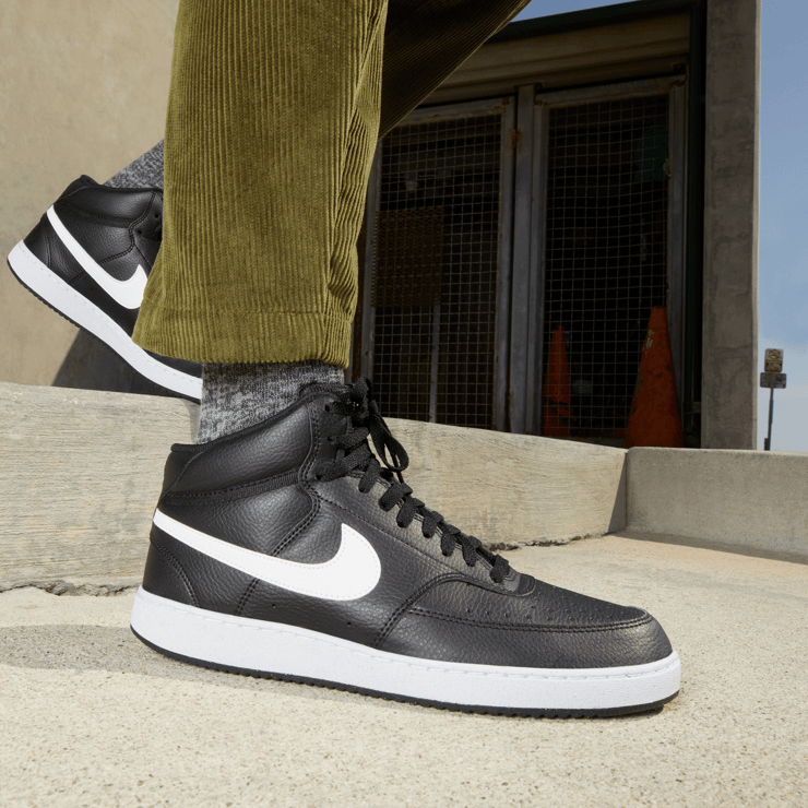 Nike Court Vision Mid Next Nature Black White Angle 0