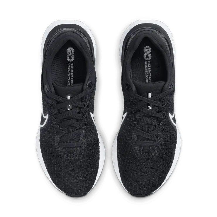 Nike React Infinity Run Flyknit 3 Black White (W) Angle 1