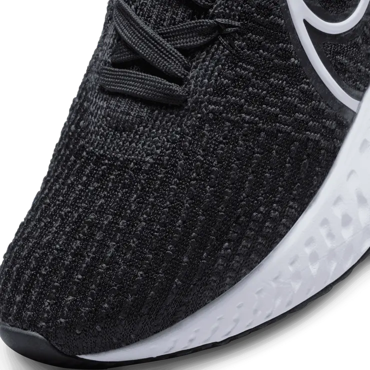 Nike React Infinity Run Flyknit 3 Black White (W) Angle 4