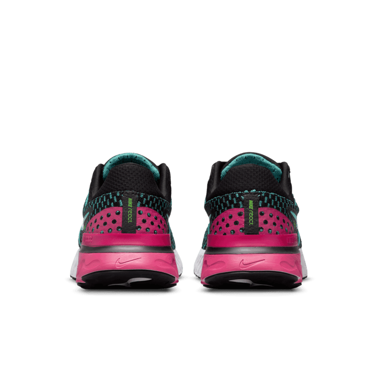 Nike React Infinity Run Flyknit 3 Black Pink Turquoise (W) Angle 3