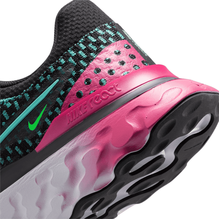 Nike React Infinity Run Flyknit 3 Black Pink Turquoise (W) Angle 5