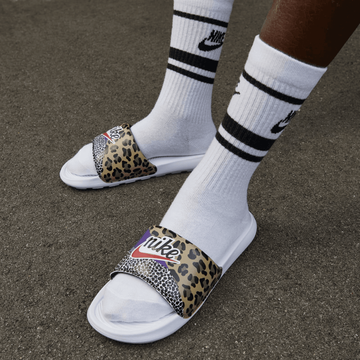 Nike Victori One Printed Slide White Animal Print (W) Angle 0