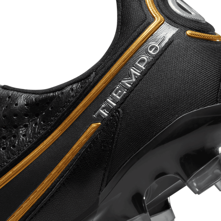 Nike Tiempo Legend 9 Elite FG Black Metallic Gold Angle 6