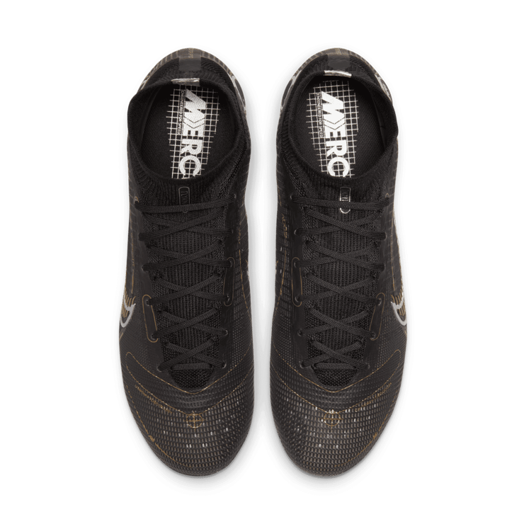 Nike Mercurial Superfly 8 FG Black Metallic Silver Gold Angle 1