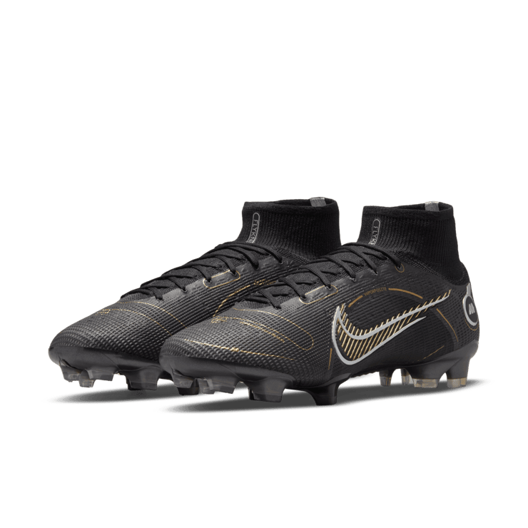 Nike Mercurial Superfly 8 FG Black Metallic Silver Gold Angle 2