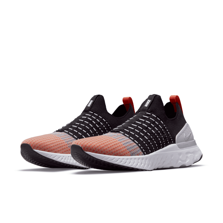 Nike React Phantom Run Flyknit 2 Black Team Orange Angle 3