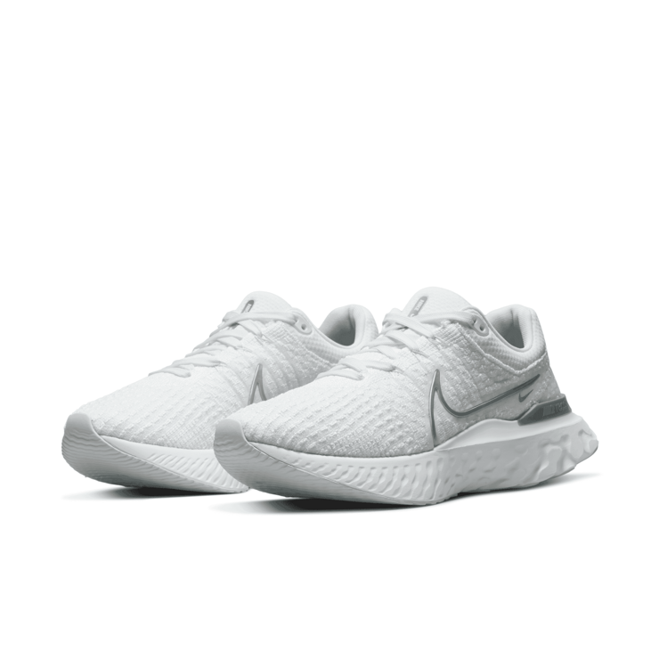 Nike React Infinity Run Flyknit 3 White Metallic Silver (W) Angle 3