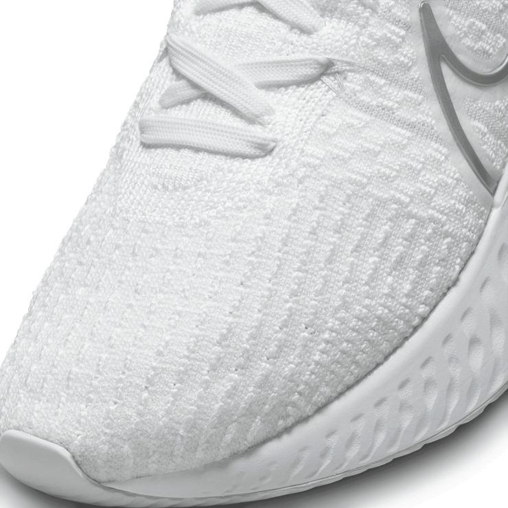 Nike React Infinity Run Flyknit 3 White Metallic Silver (W) Angle 5