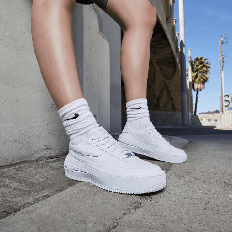 Nike Air Force 1 PLT.AF.ORM Triple White (W) Angle 0