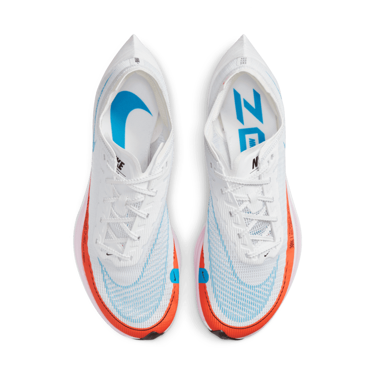 Nike ZoomX Vaporfly Next% 2 White Laser Blue Rush Orange Angle 1