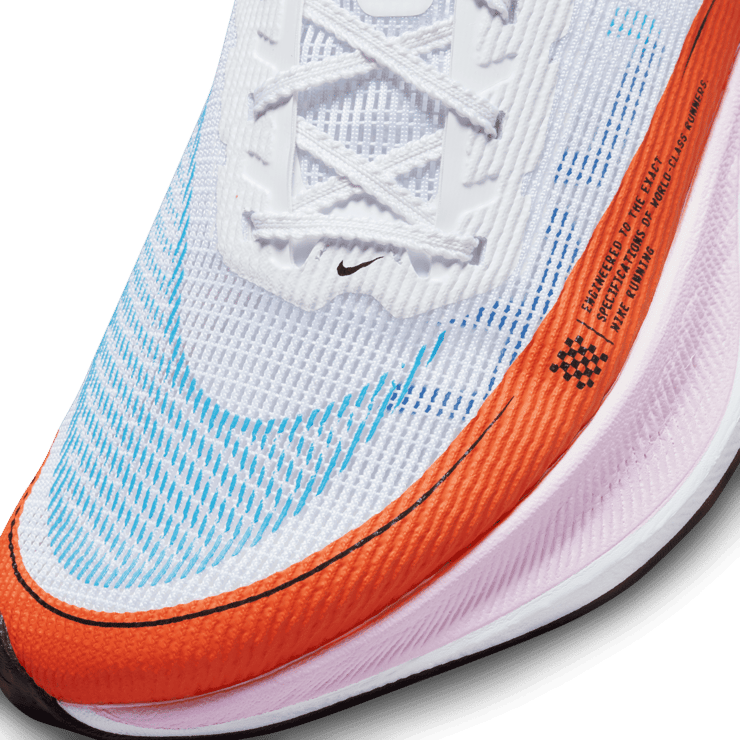 Nike ZoomX Vaporfly Next% 2 White Laser Blue Rush Orange Angle 4
