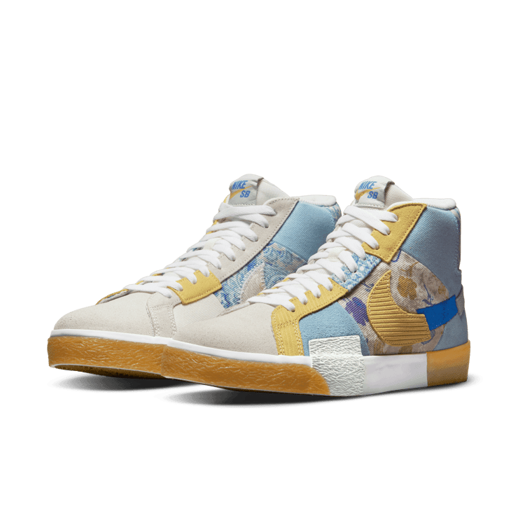 Nike SB Zooom Blazer Mid Edge Floral Paisley Boarder Blue Angle 2