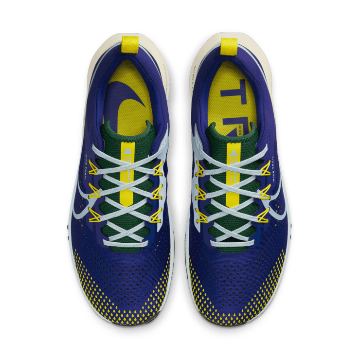 Nike React Pegasus Trail 4 Deep Royal Yellow Strike Angle 1