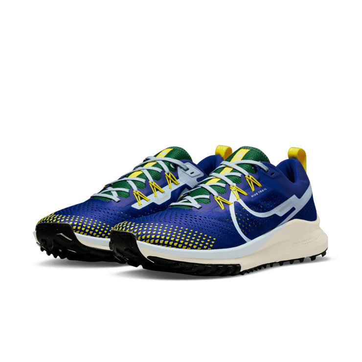 Nike React Pegasus Trail 4 Deep Royal Yellow Strike Angle 2