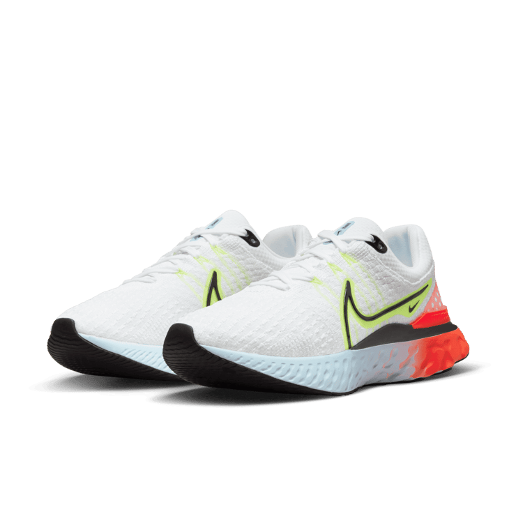 Nike React Infinity Run Flyknit 3 White Volt Bright Crimson (W) Angle 2
