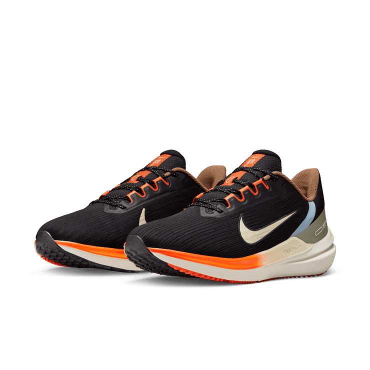 Nike Air Winflo 9 Black Green Safety Orange Angle 2