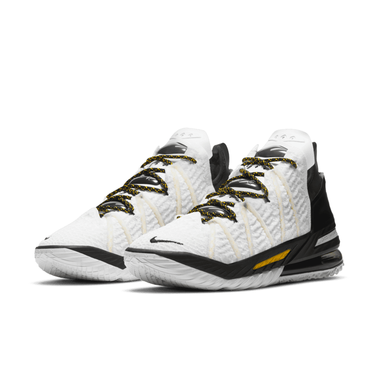 Nike LeBron 18 "White/Black/Gold" Basketball Shoes Angle 2