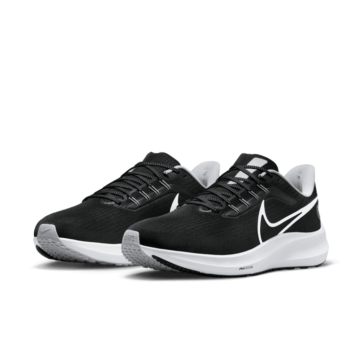 Nike Air Zoom Pegasus 39 (NFL Las Vegas Raiders) Road Running Shoes in Black Angle 2