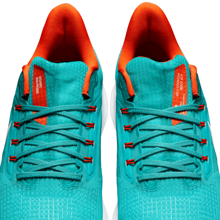 Nike Air Zoom Pegasus 39 (NFL Miami Dolphins) Road Running Shoes Angle 6