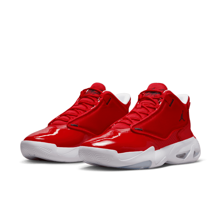 Jordan Max Aura 4 Shoes in Red Angle 2