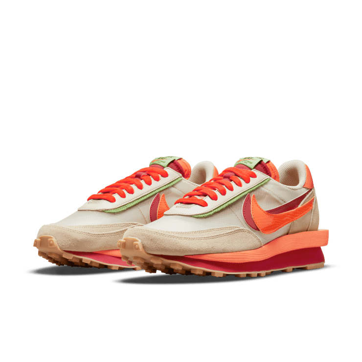 Nike LD Waffle sacai CLOT Net Orange Blaze Angle 2