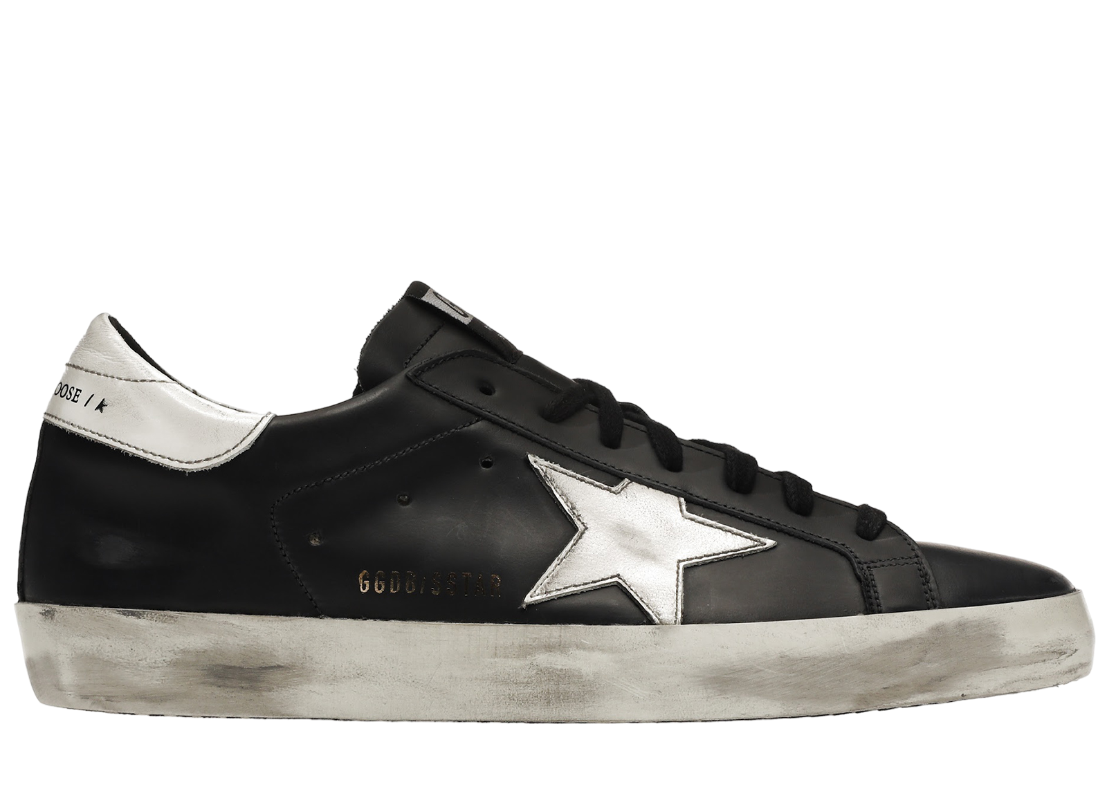 スニーカー GOLDEN  SILVER AND BLACK LEATHER SUPER STAR SNEAKERS GOLDEN GOOSE Superstar distressed metallic leather and suede