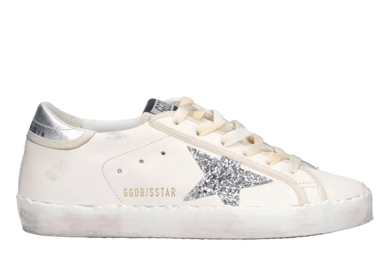 Golden Goose Super-Star White Silver Glitter (Women's)