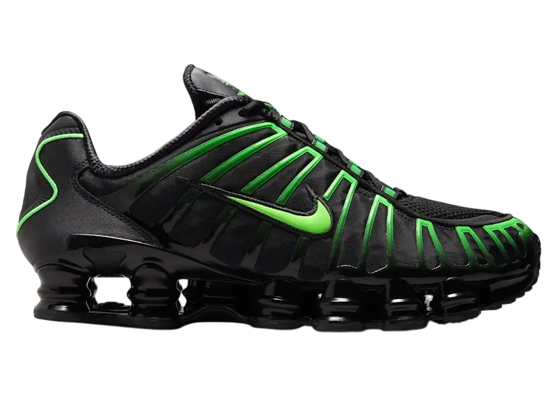 靴 Nike Shox TL Black/Green Strike Nike Shox TL Black Green Strike - AV3595-012 Raffles & Where to Buy