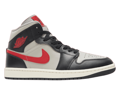 Air Jordan 1 Mid Black Gym Red College Grey (W)