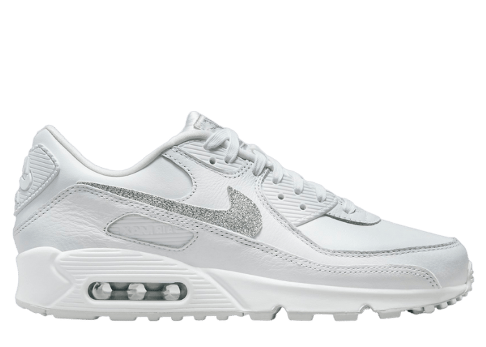 Nike Air Max 90 SE Glitter Swoosh White Metallic Silver W FJ4579 100 Release Info