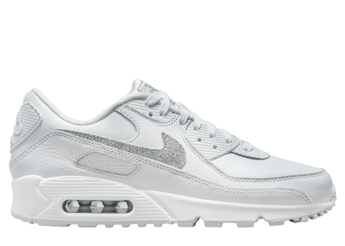 Nike Air Max 90 SE Glitter Swoosh White Metallic Silver (W)