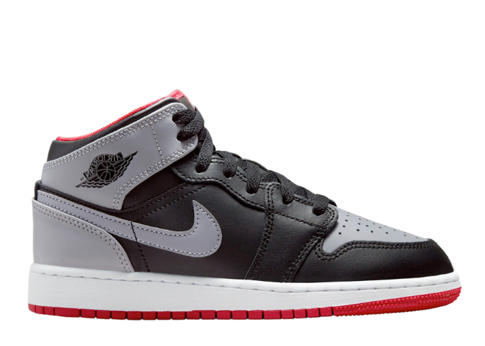 Air Jordan 1 Mid Black Cement Fire Red (GS)