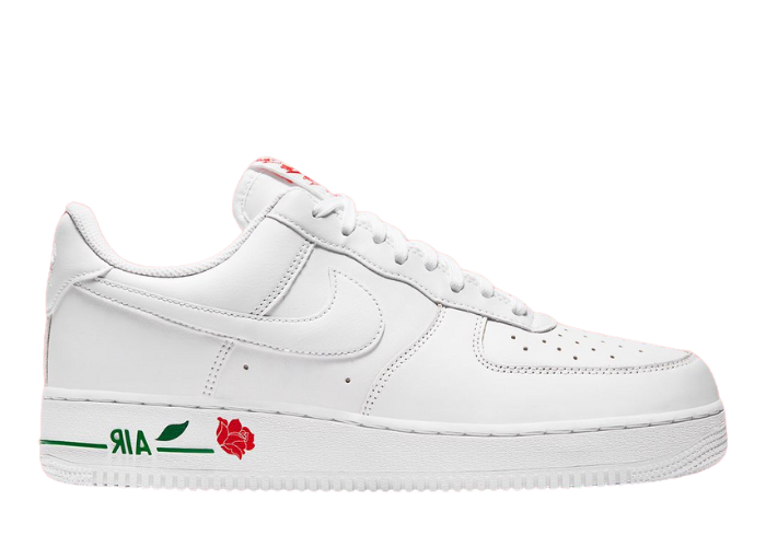 white and red air force 1 with rose