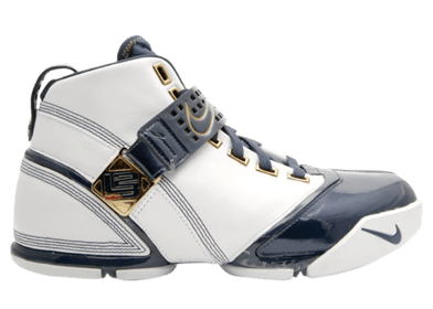 Nike LeBron 5 White Navy Metallic Gold