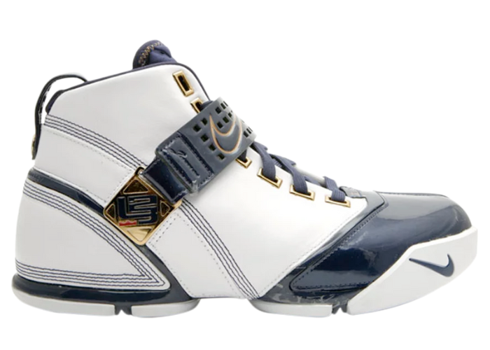 Nike LeBron 5 White Navy Metallic Gold