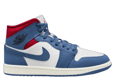 Air Jordan 1 Mid White French Blue Gym Red (W)