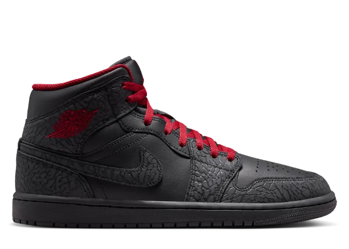 Air Jordan 1 Mid SE Elephant Print Black Tough Red