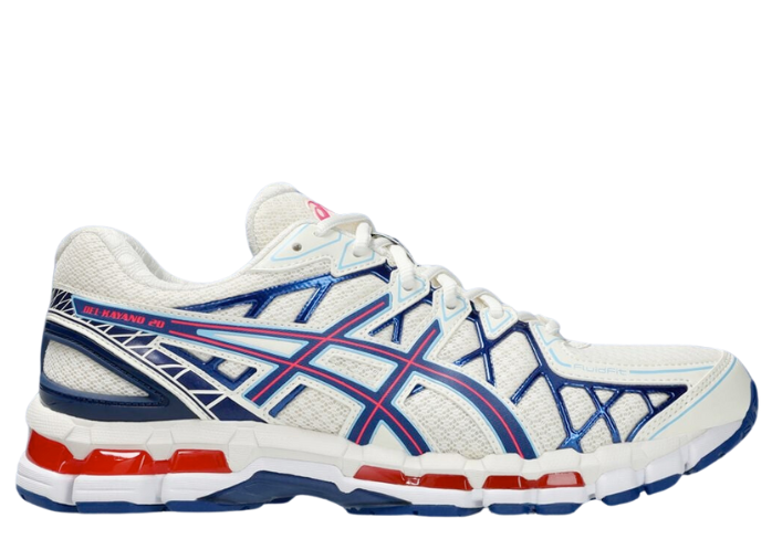 スニーカー ASICS Men Sneakers White 1203A388 101 Asics Gel-Kayano 20 Cream White Blue Red 1203A388-101 Men's