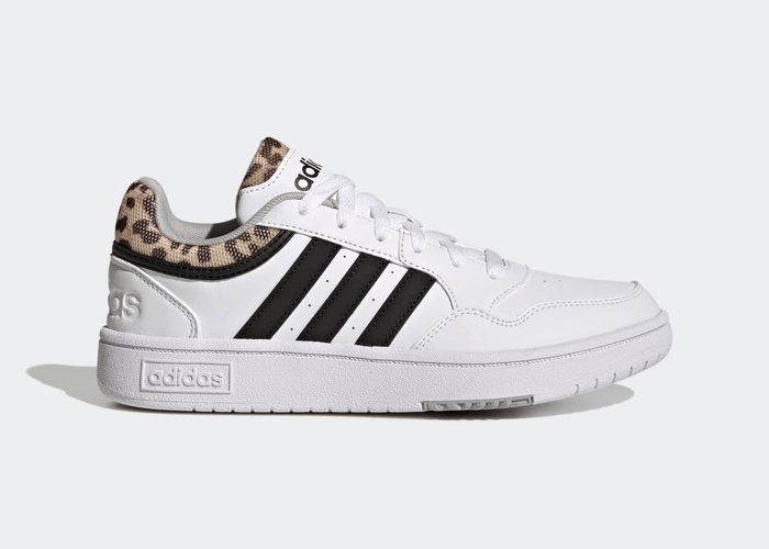 adidas Hoops 3.0 Basketball Low Classic Leopard Graphic Shoes Cloud White