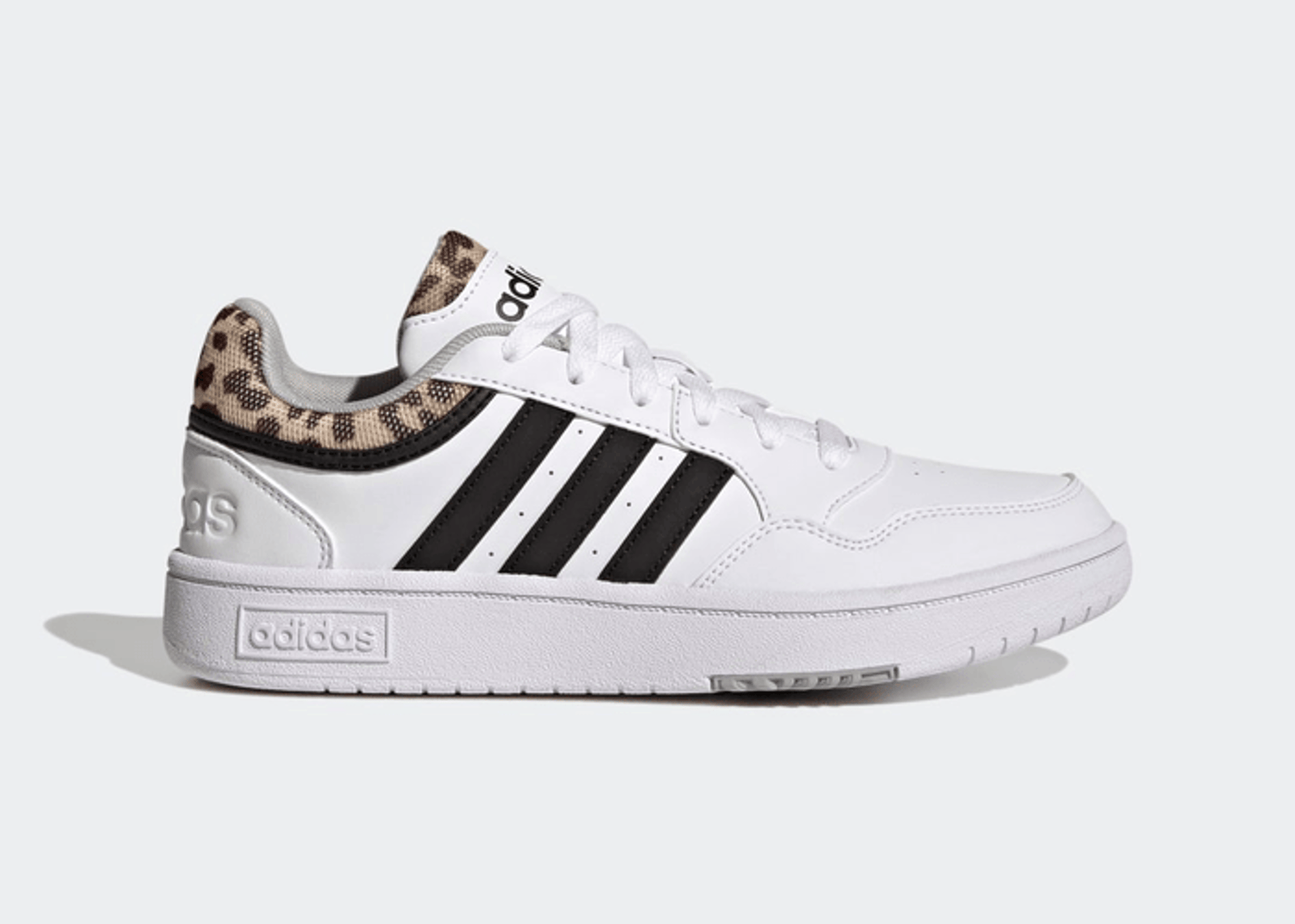 adidas Hoops 3.0 Basketball Low Classic Leopard Graphic Shoes Cloud White