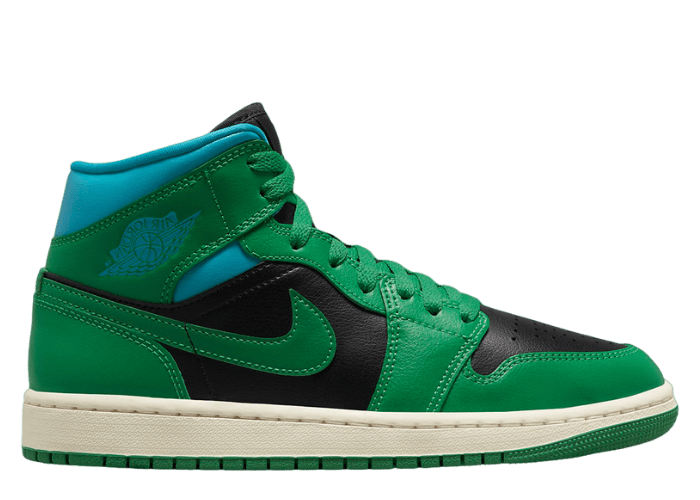 Air Jordan 1 Mid Black Lucky Green Aquatone (W)