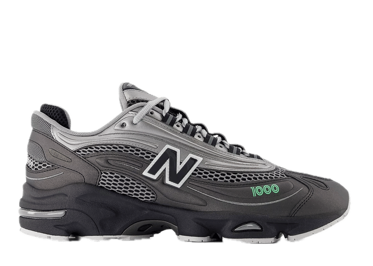 New Balance 1000 Dark Silver Metallic Lime Leaf