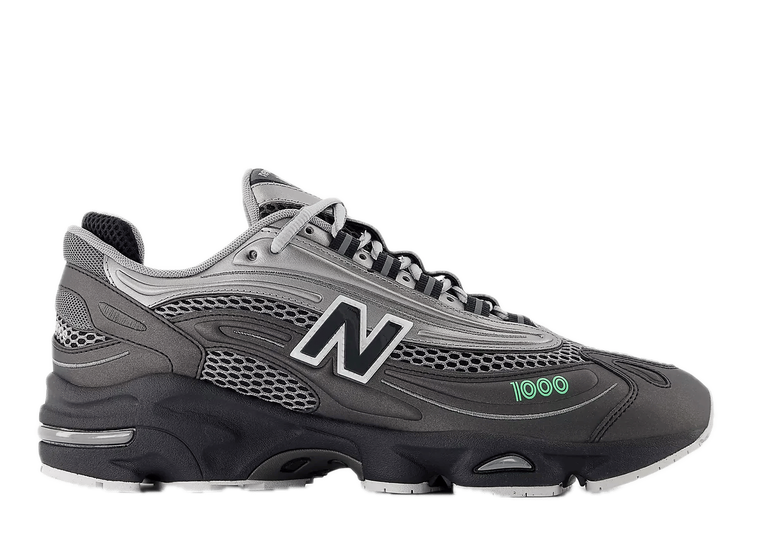 New Balance 1000 Dark Silver Metallic Lime Leaf