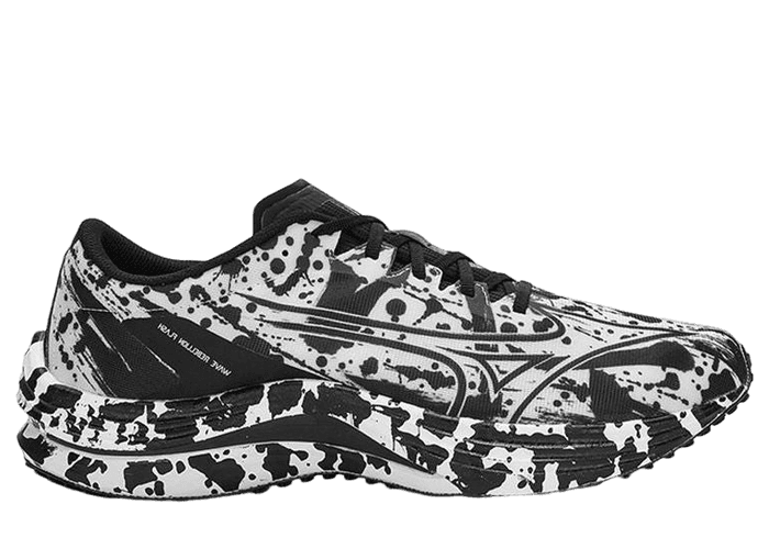 Mizuno Wave Rebellion Flash White Black Splatter